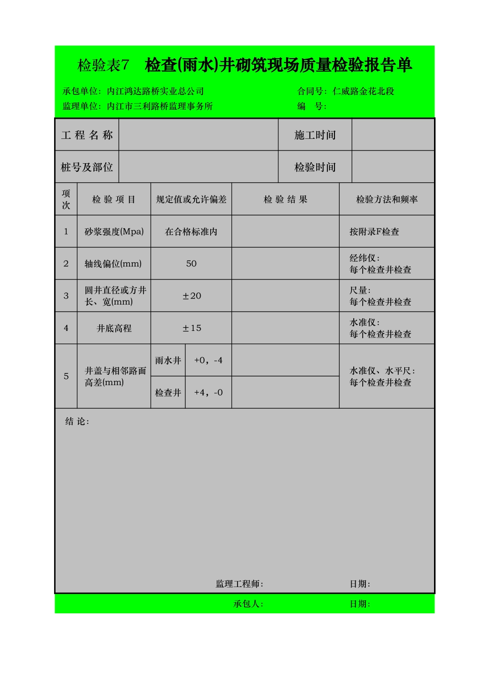 检验表7 检查(雨水)井砌筑-1.xls_第1页