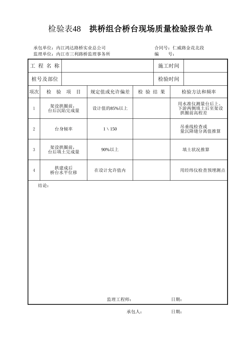 检验表48 拱桥组合桥台.xls_第1页