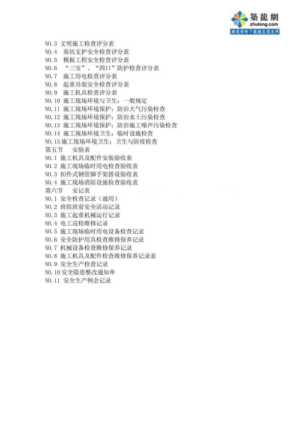 建筑工程安全资料表格(全套65张)_secret.doc_第2页
