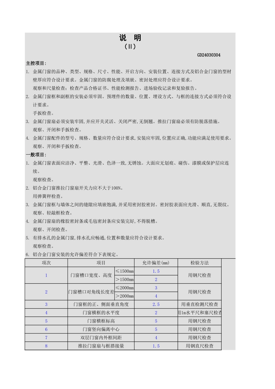 金属门窗安装工程检验批质量验收记录表(铝合金门窗)GB 50210-2001(Ⅱ).xls_第3页