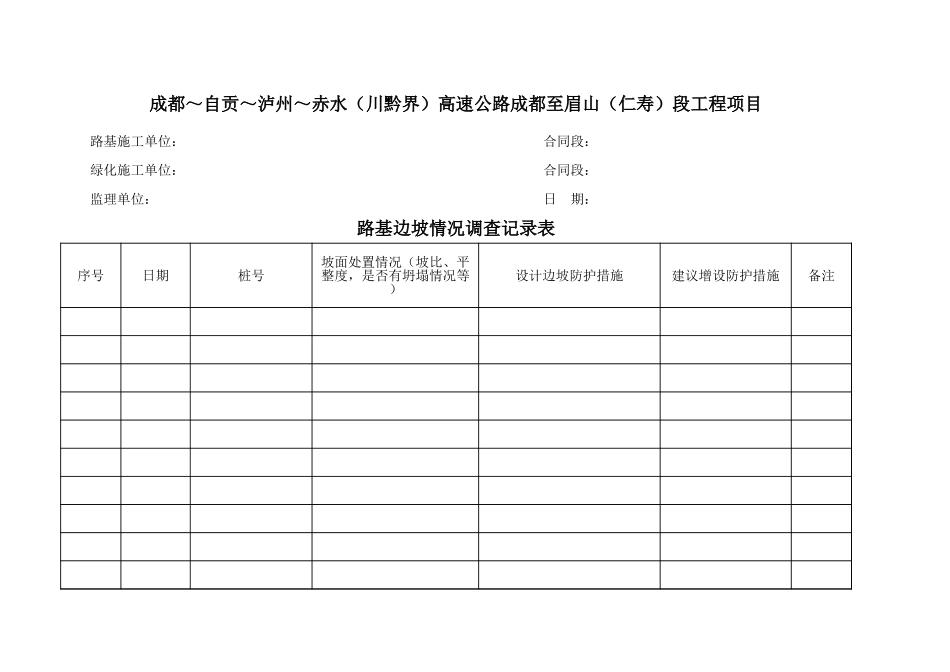 路基边坡情况调查记录表.xls_第1页