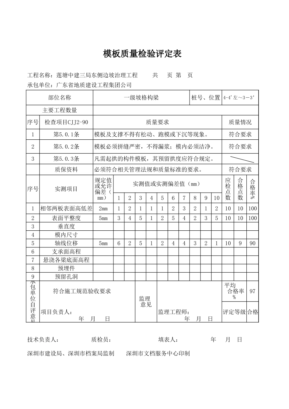 模板质量检验评定表.xls_第1页