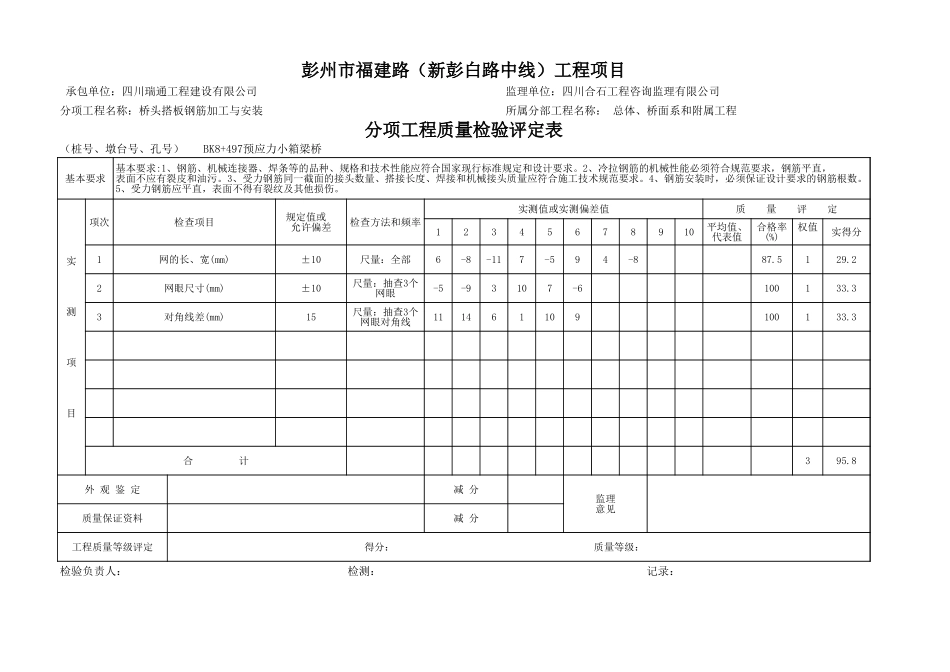 桥头搭板分项评定表.xls_第3页