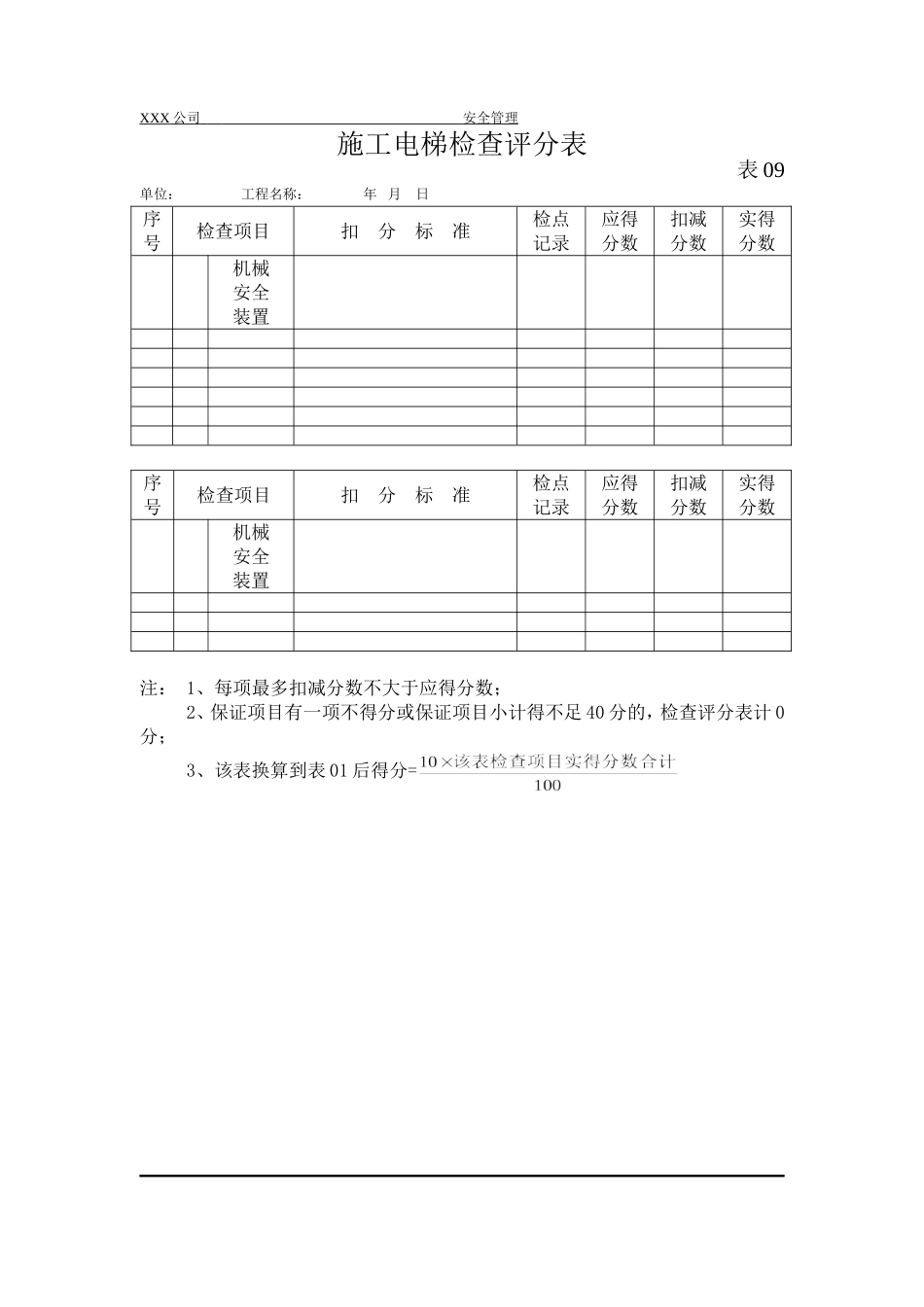 施工电梯检查评分表.doc_第1页