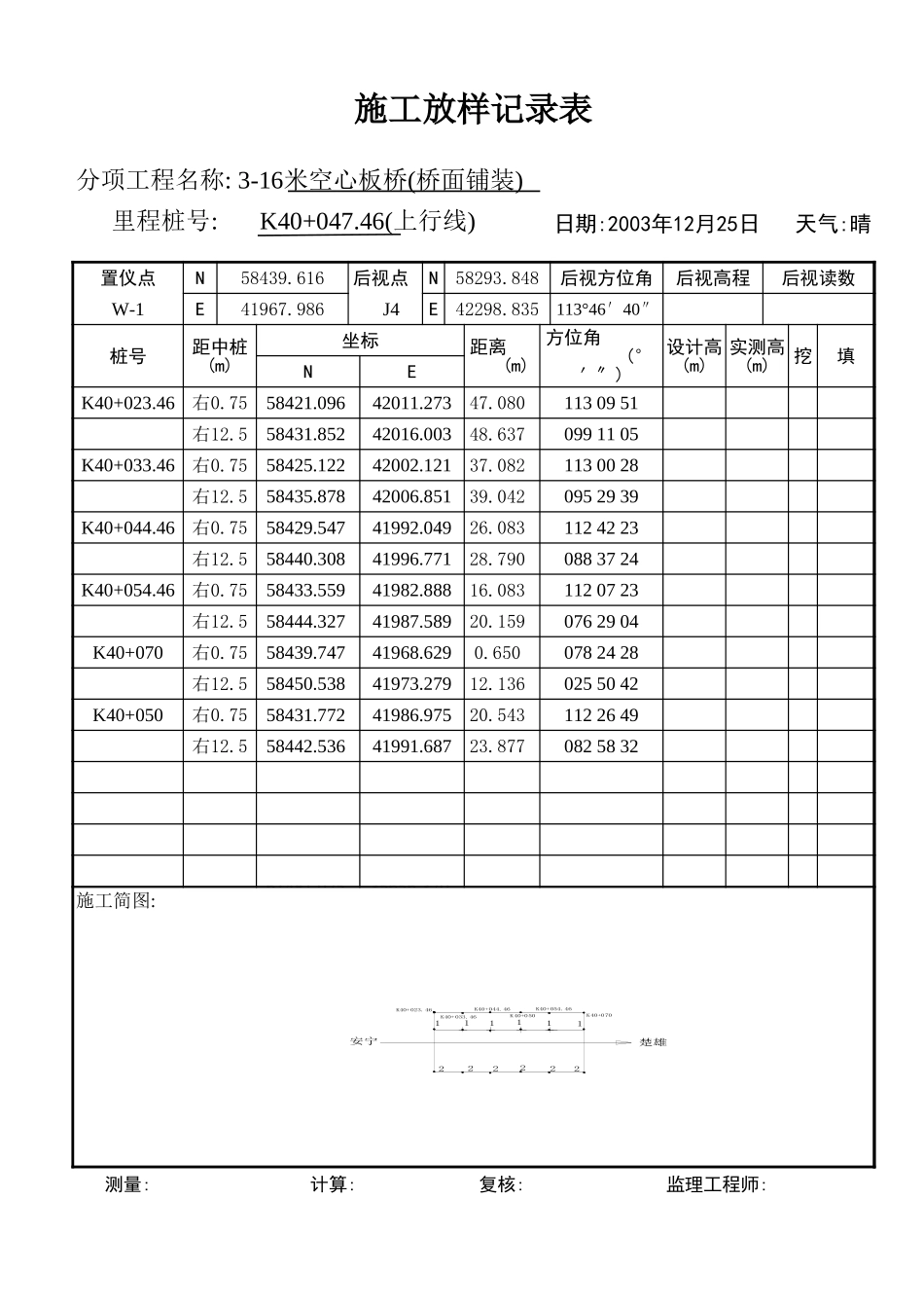 施工放样记录表.xls_第1页
