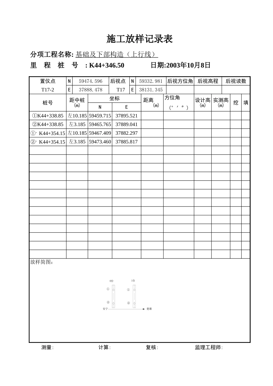 施工放样记录表1.xls_第1页