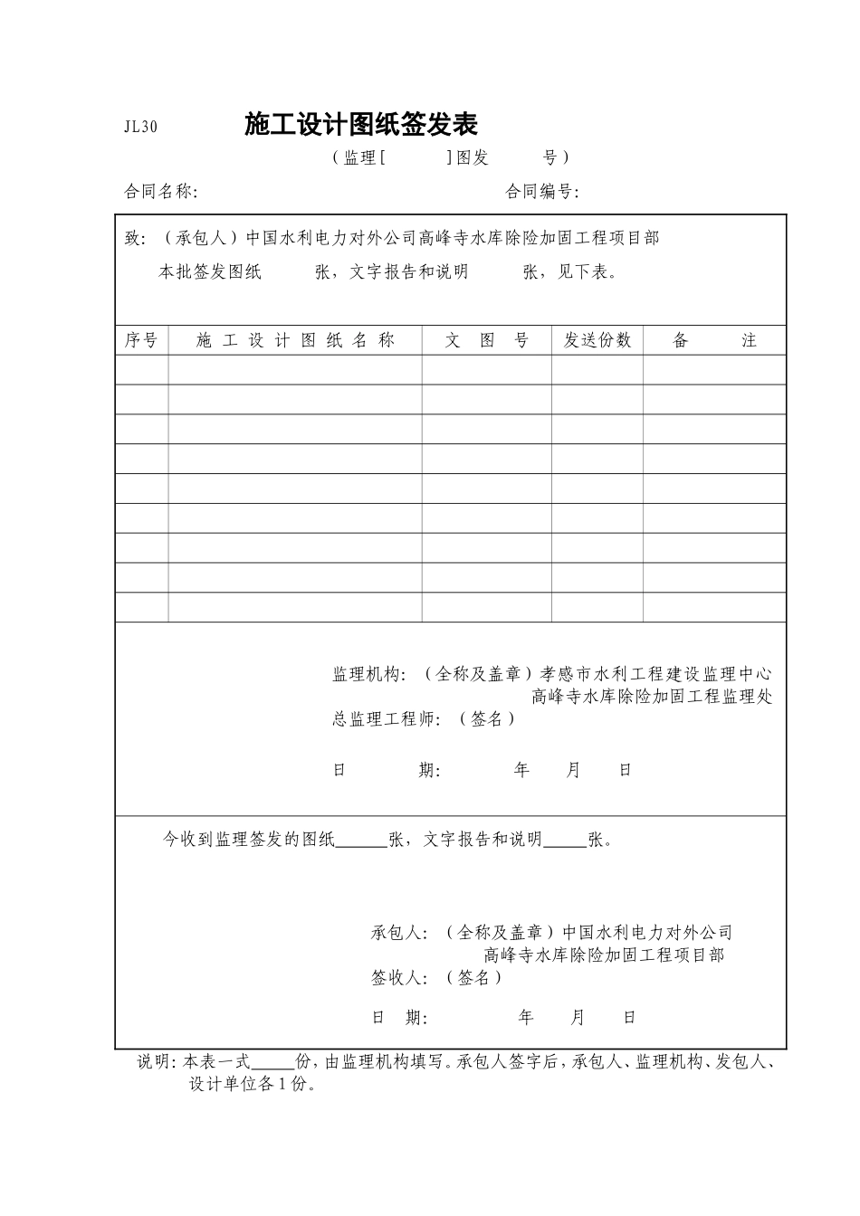 施工设计图纸签发表（JL30）.doc_第1页