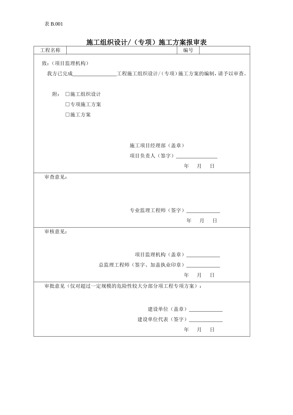 施工组织设计（专项）施工方案报审表.doc_第1页