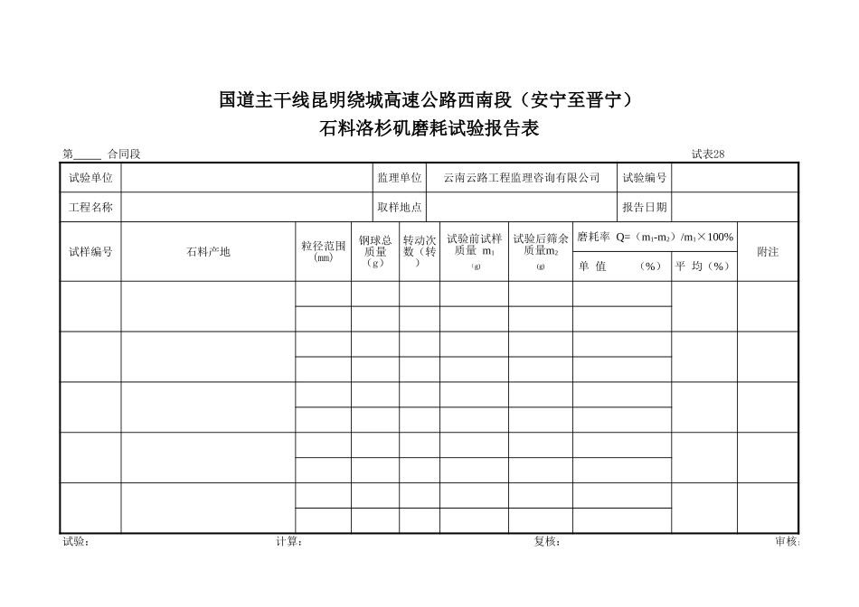 石料洛杉矶磨耗试验报告表.xls_第1页