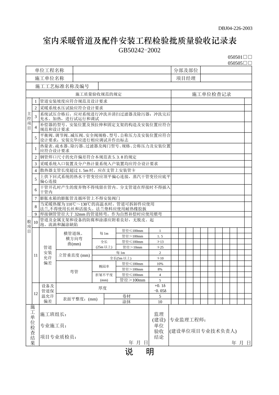 室内采暖管道及配件安装工程检验批质量验收记录表.doc_第1页