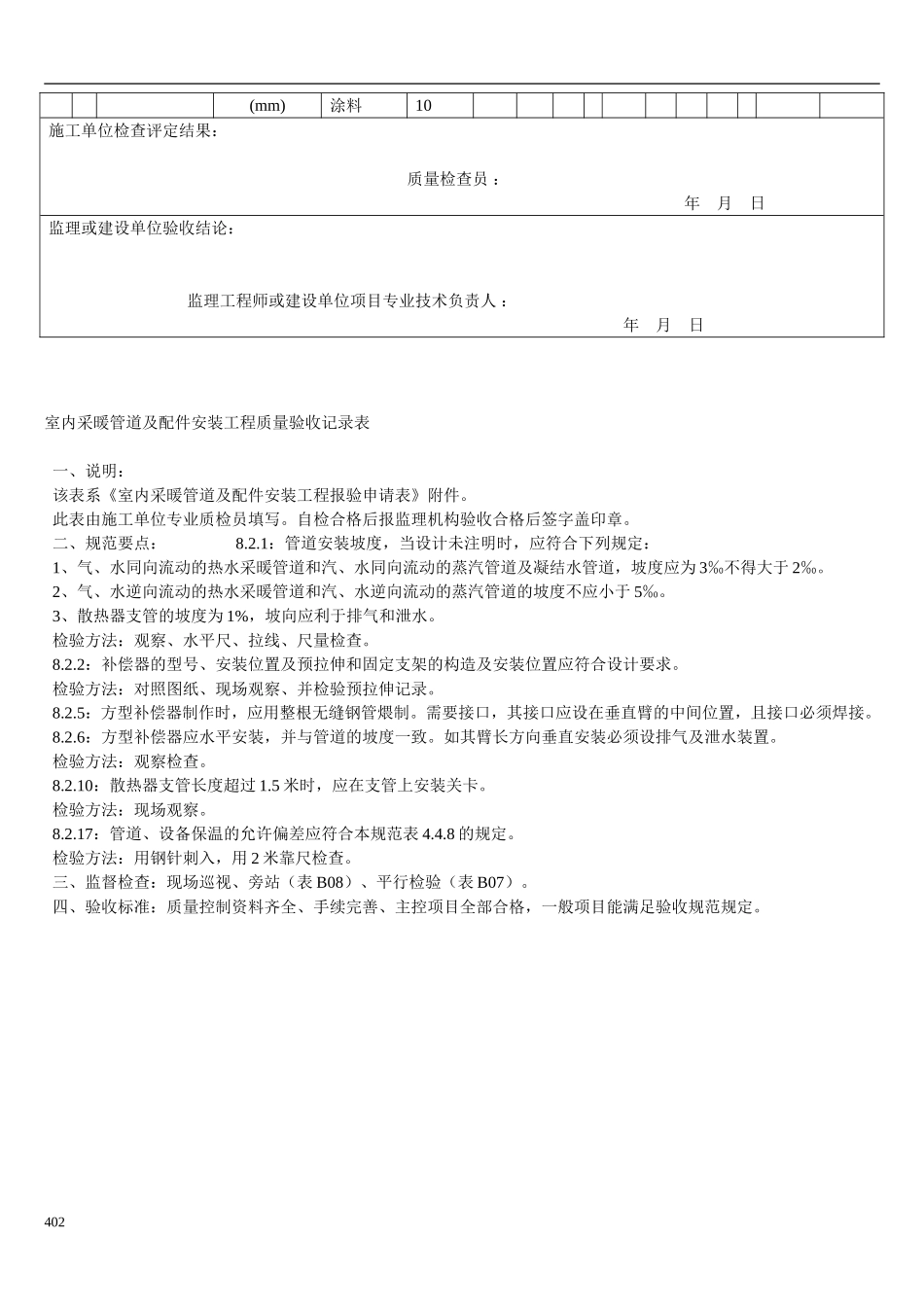 室内采暖管道及配件安装工程质量验收记录表.doc_第2页