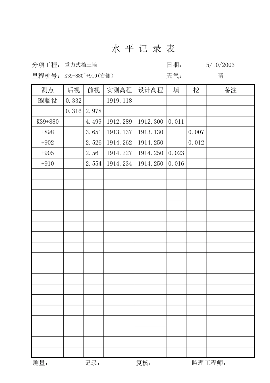 水平测量记录（基础.xls_第1页