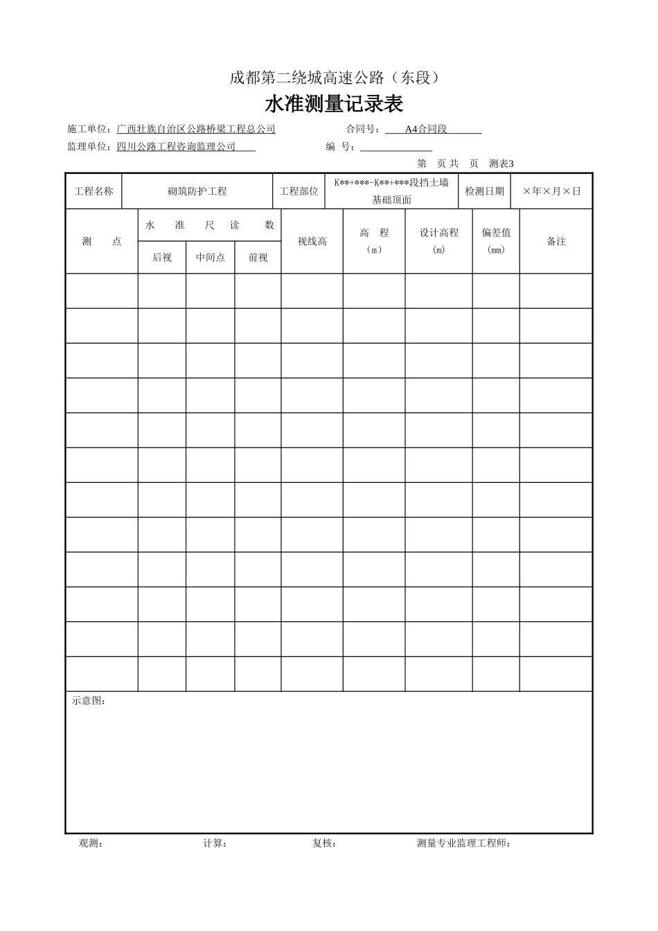 水准测量记录表(基顶).doc_第1页