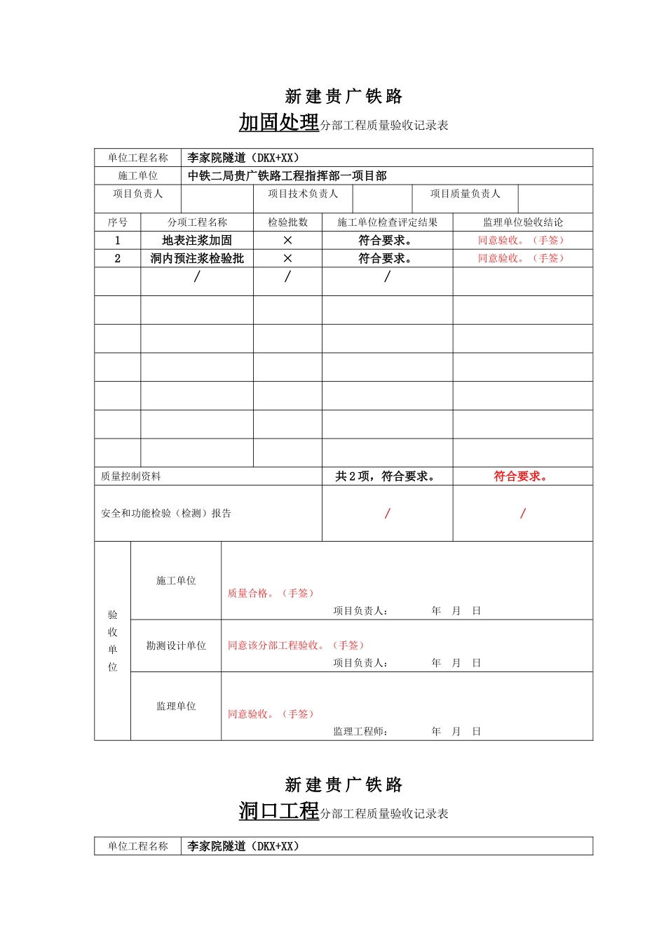 隧道分部工程质量验收表.2doc.doc_第1页