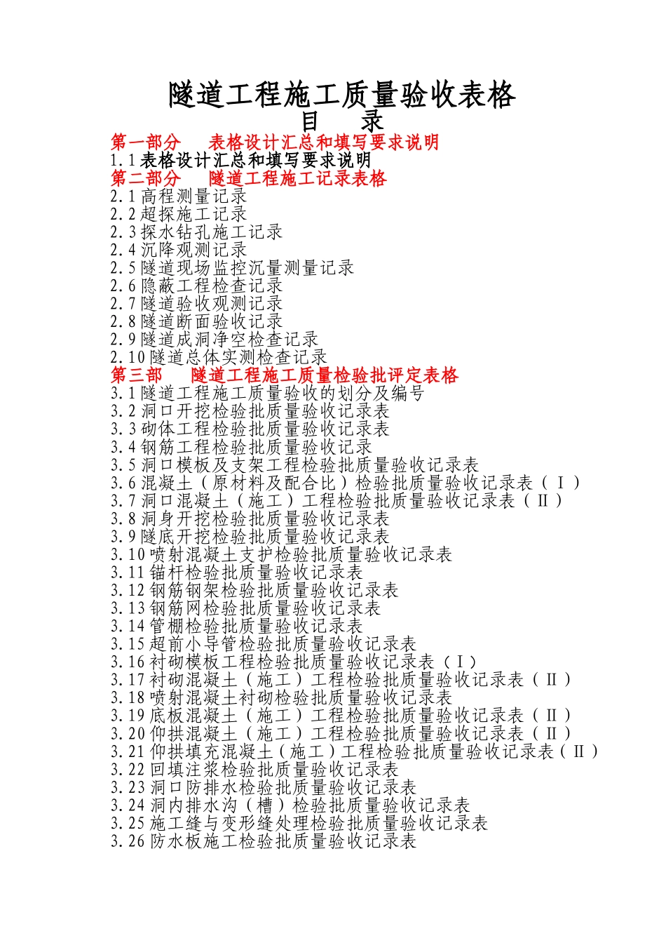 隧道工程施工质量验收表格 (1).doc_第1页