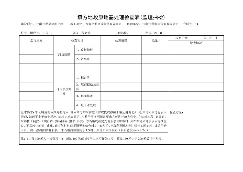 填方地段原地基处理检查表.doc_第1页