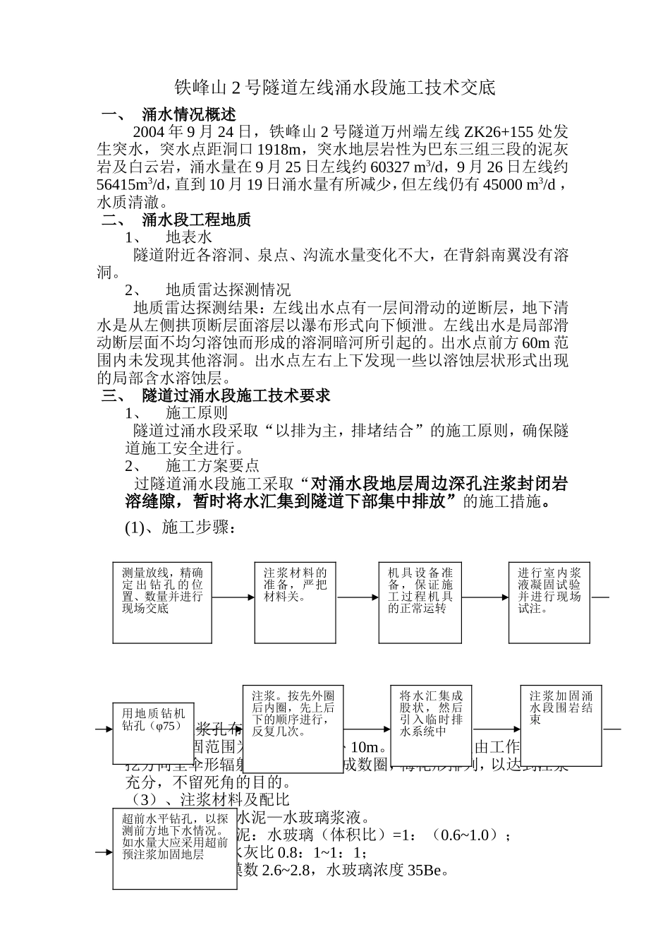 铁峰山2号隧道左线涌水段施工技术交底.doc_第1页