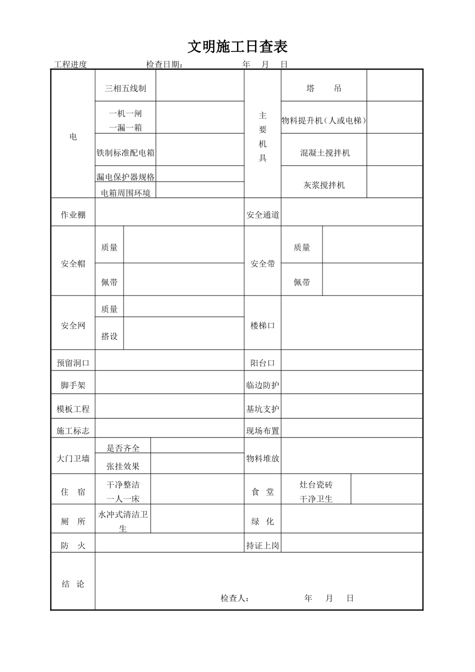 文明施工日查表.doc_第1页
