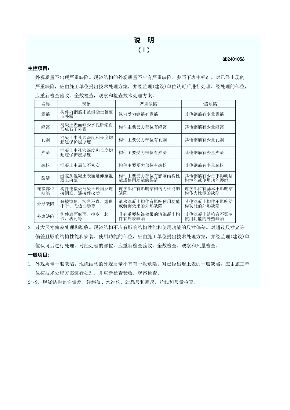 现浇混凝土结构观感质量及尺寸偏差检验批验收记录表 GD2401056.xls_第3页