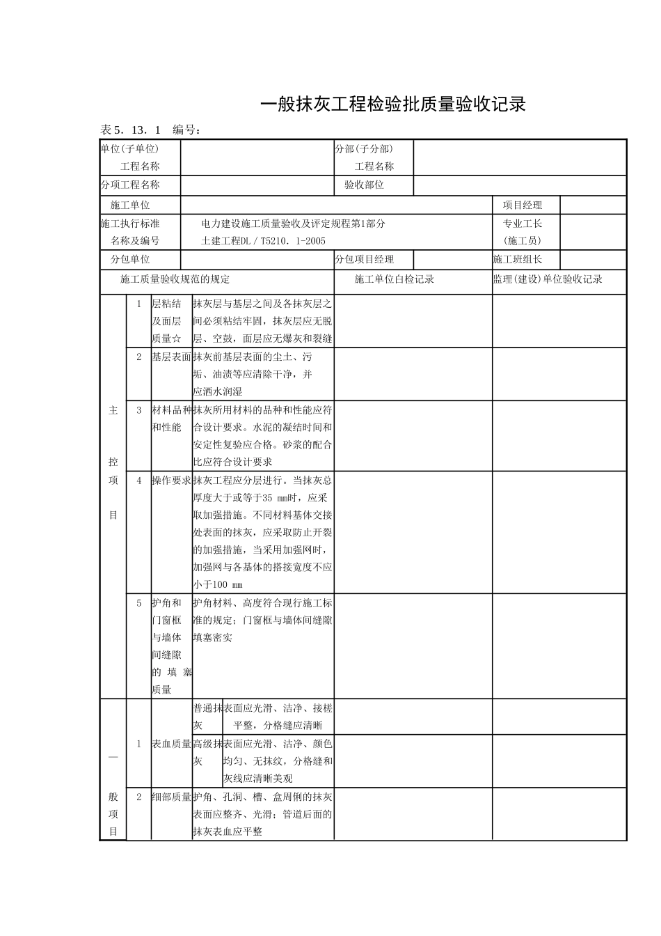 一般抹灰工程检验批质量验收记录.doc_第1页