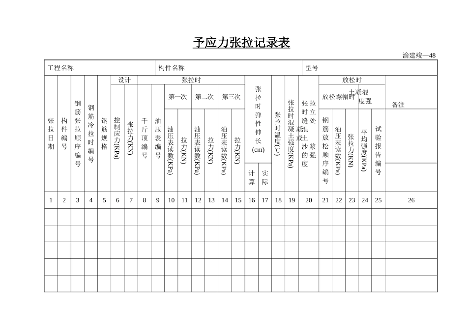 予应力张拉记录表.doc_第1页