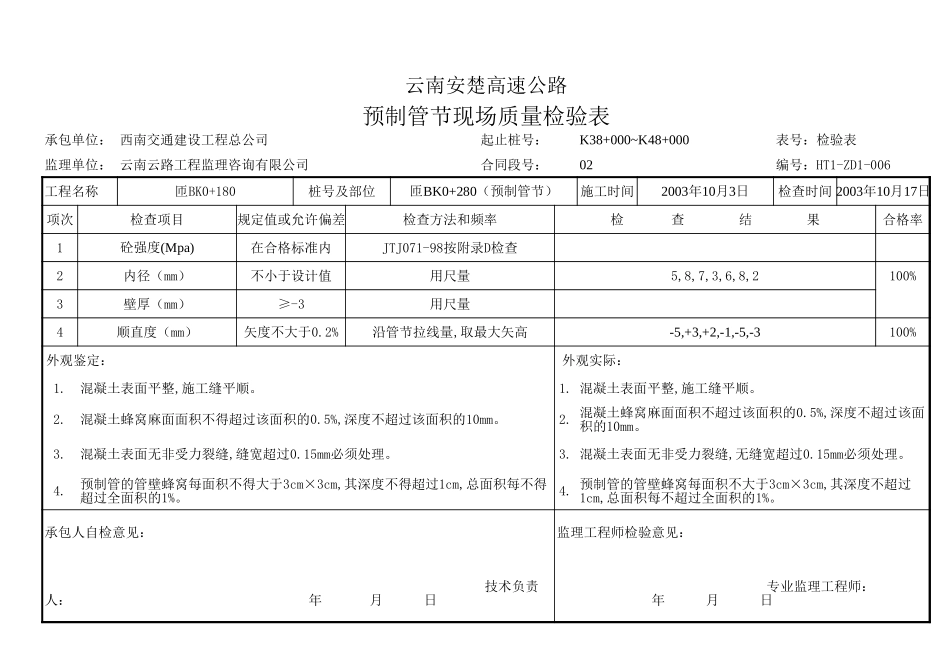 预制管节检查表.xls_第1页