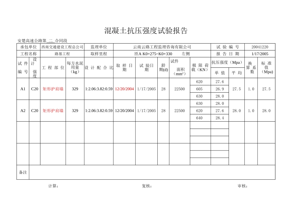 匝A K0+275~K0+330左侧矩形护肩墙.xls_第1页