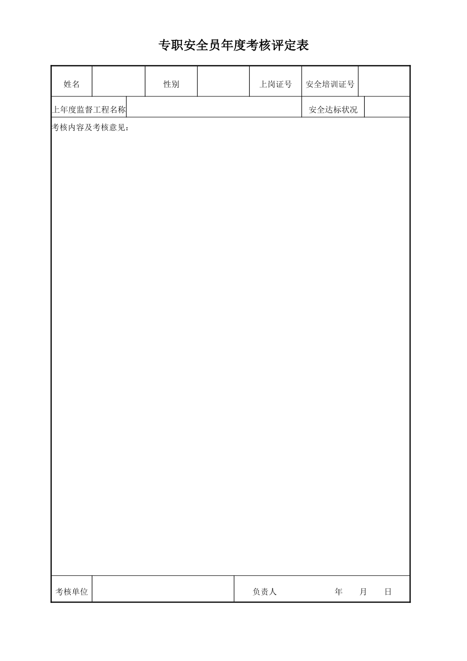 专职安全员年度考核评定表.doc_第1页