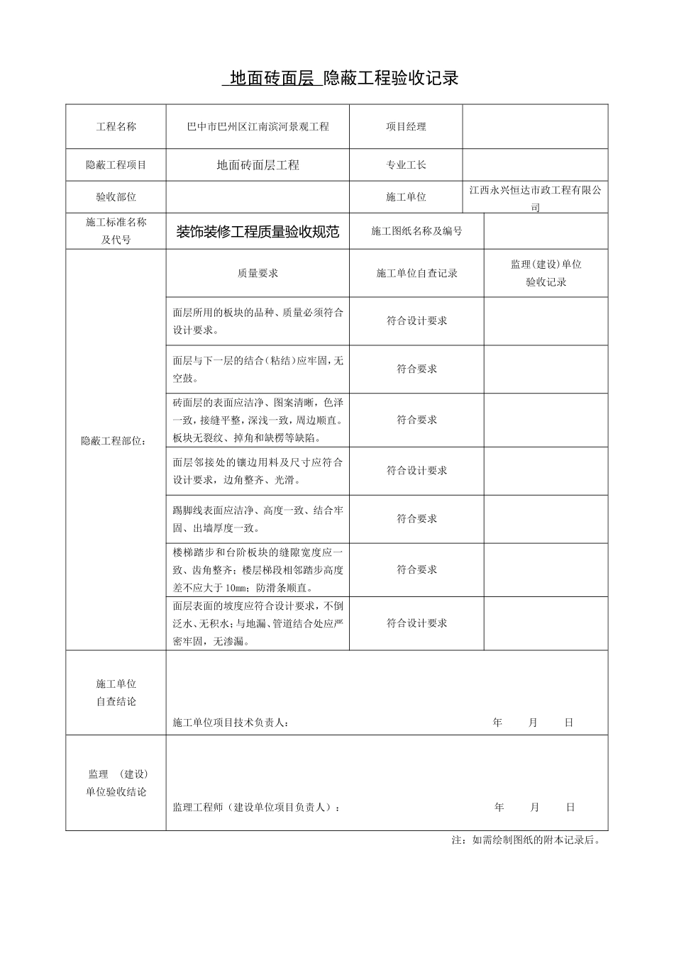 装饰装修隐蔽工程验收记录表.doc_第1页