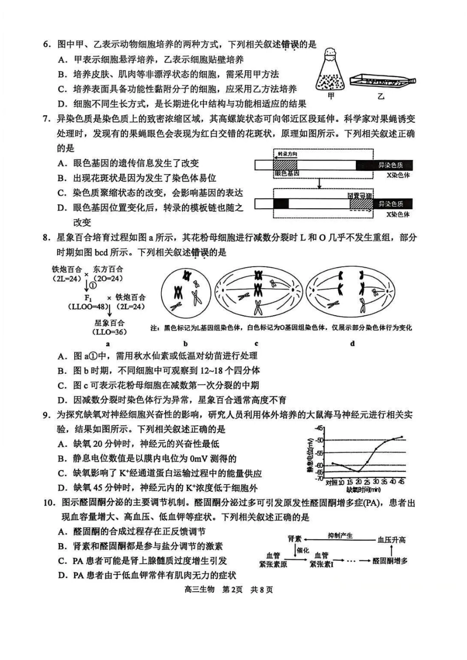 【生物试卷】江苏省苏州市2026届高三年级上学期期中阳光调研卷(11.17-11.19).pdf_第2页