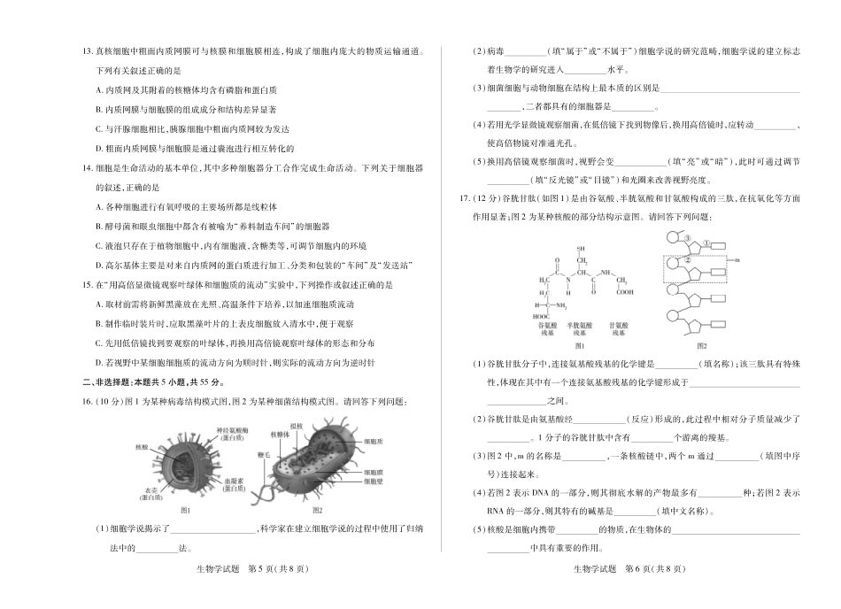 【生物学试卷】【海南卷】【高一】海南省天一大联考2025-2026学年高一年级学业水平诊断(一)(11.12-11.14).pdf_第3页