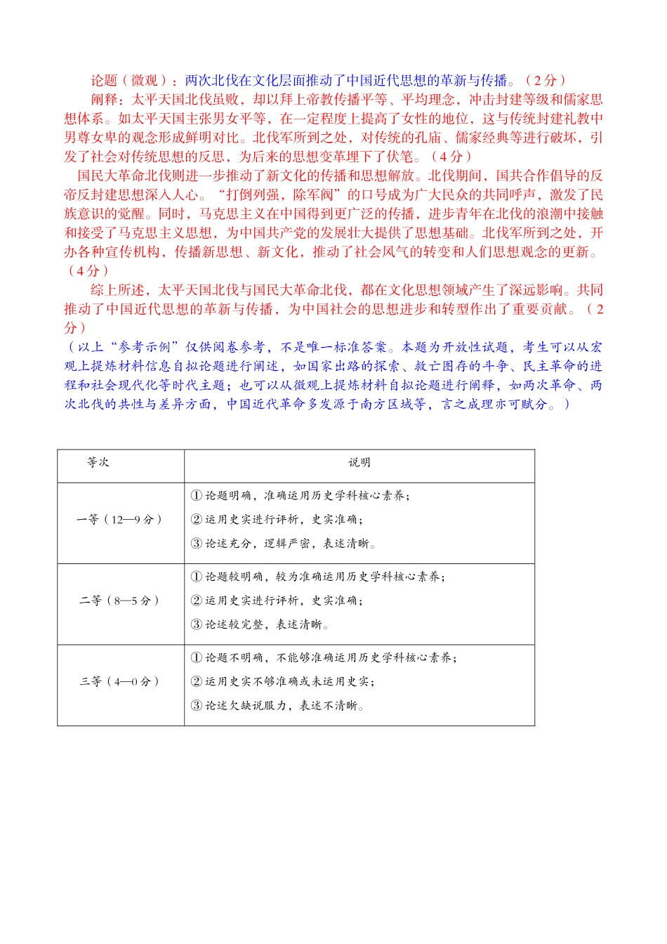 1号卷A10联盟2026届高三上学期11月期中质量检测历史非选择题评分细则.docx_第2页
