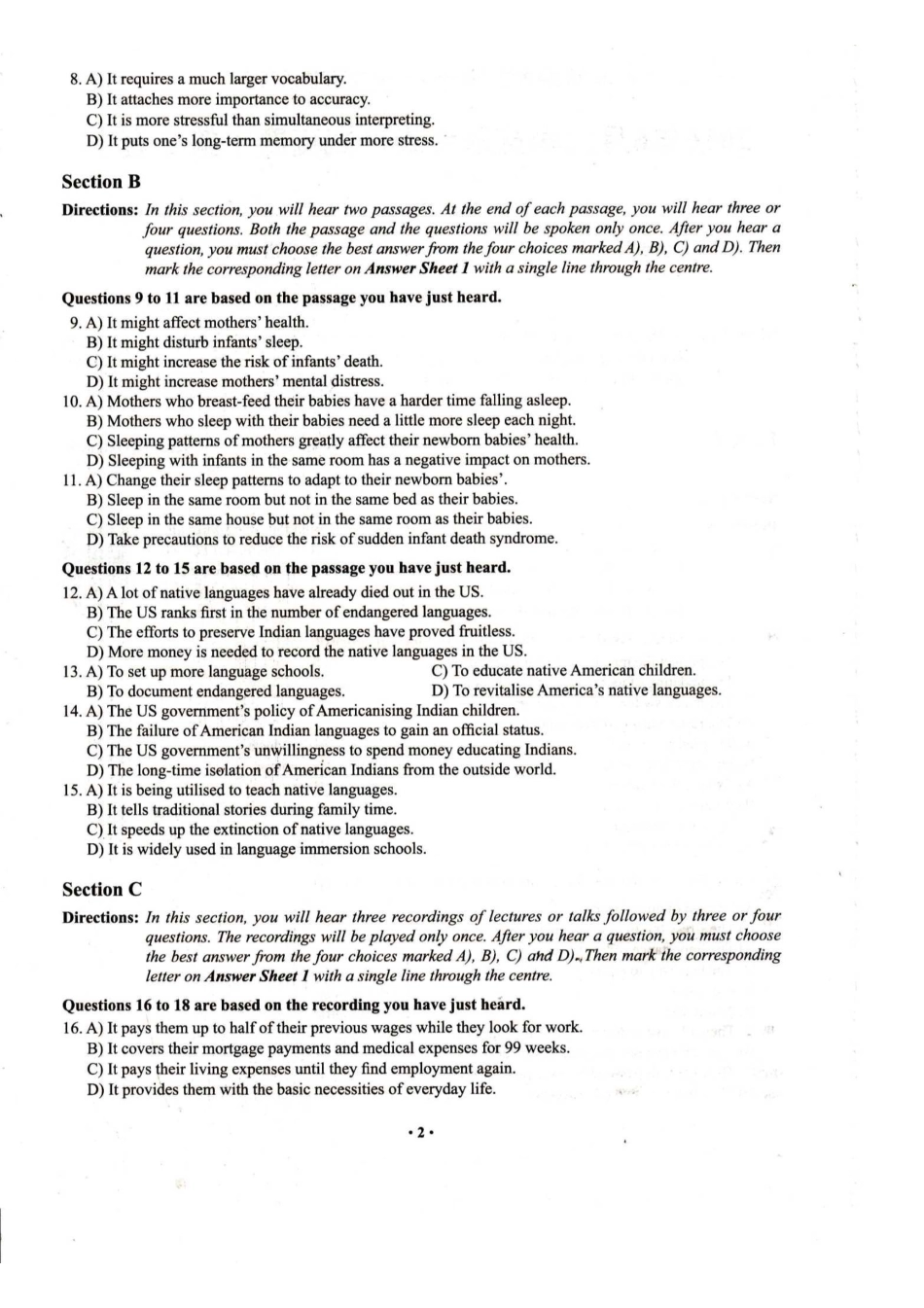 2016年6月大学英语六级考试真题(第2套).pdf_第2页