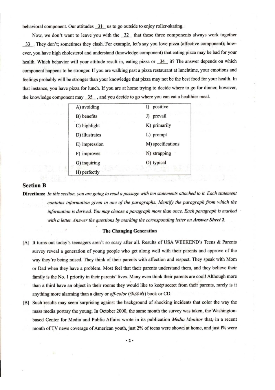 2016年6月大学英语六级考试真题（第3套）.pdf_第2页