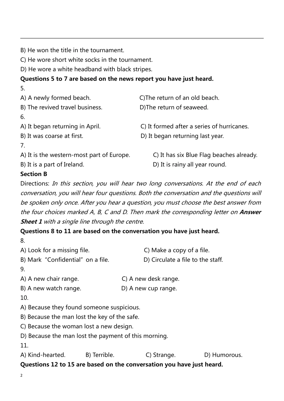 2024年12月英语四级押题密卷（NO.2）.pdf_第2页