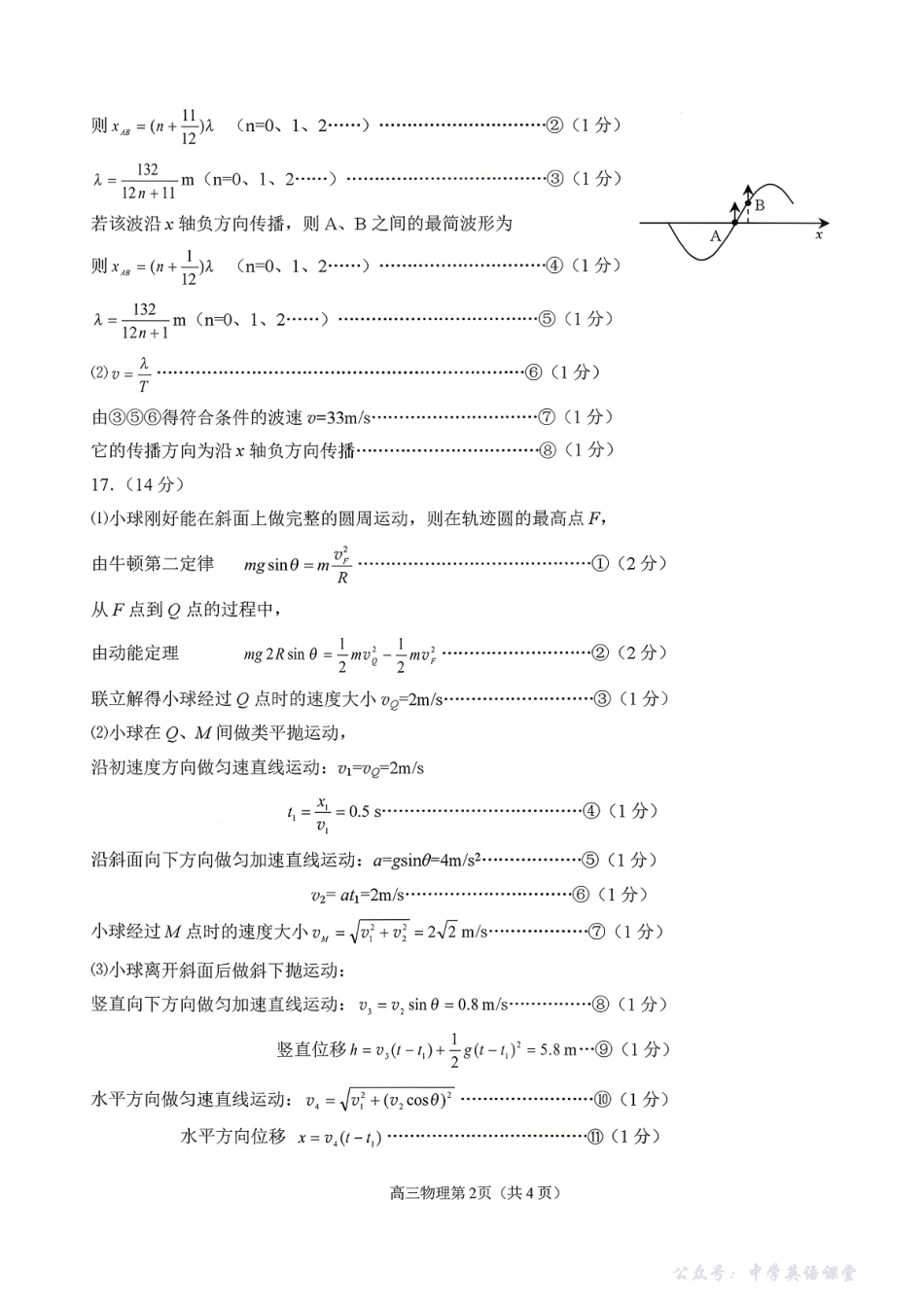 2025—2026学年度第一学期期中学业水平诊断物理答案.pdf_第2页