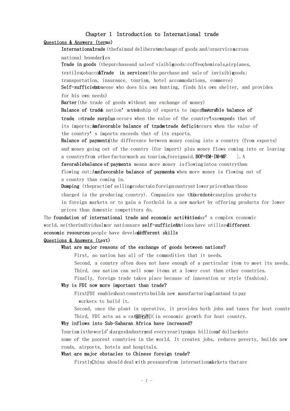 International trade英语专业专业必修课 国际贸易实务 英文版 课堂笔记整理.pdf_第1页