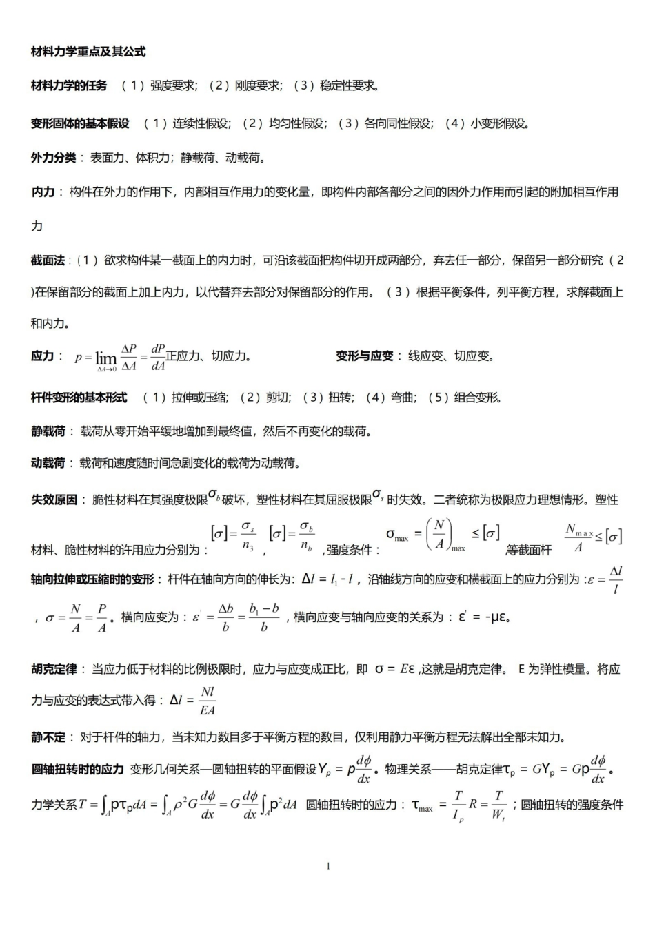 材料力学公式总结完美版.pdf_第1页