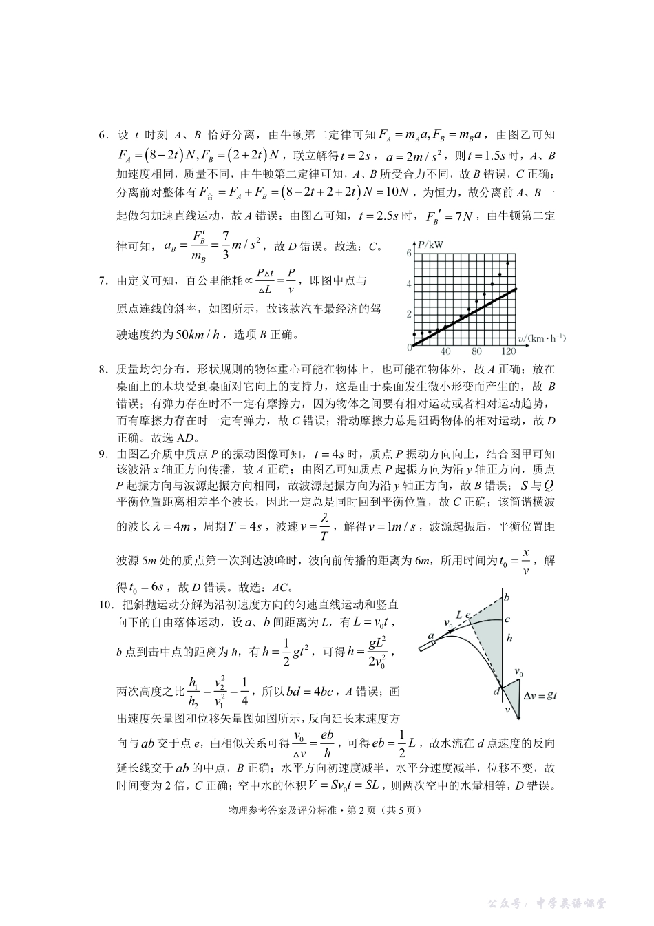 大理州2026届高中毕业生第一次复习统一检测物理答案.pdf_第2页