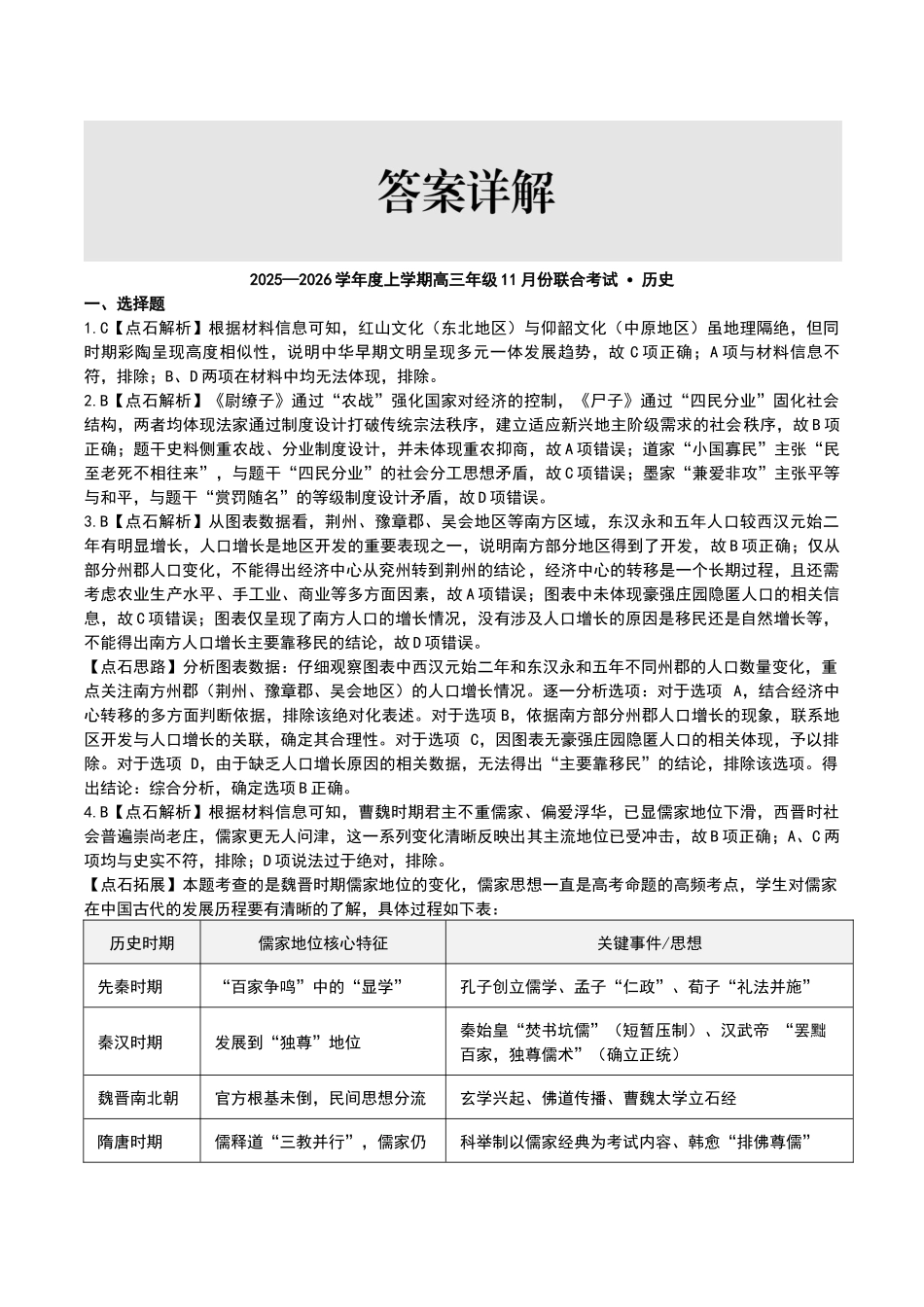 点石联考2025—2026学年度上学期高三年级11月份联合考试历史答案.docx_第3页