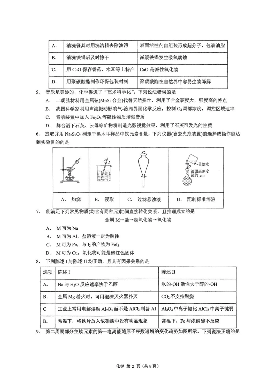 化学试卷+答案广东执信中学、汕头金山中学、深圳外国语学校三校2026届高三(第一学期)上学期11月联合调研考试(11.7-11.8).pdf_第2页