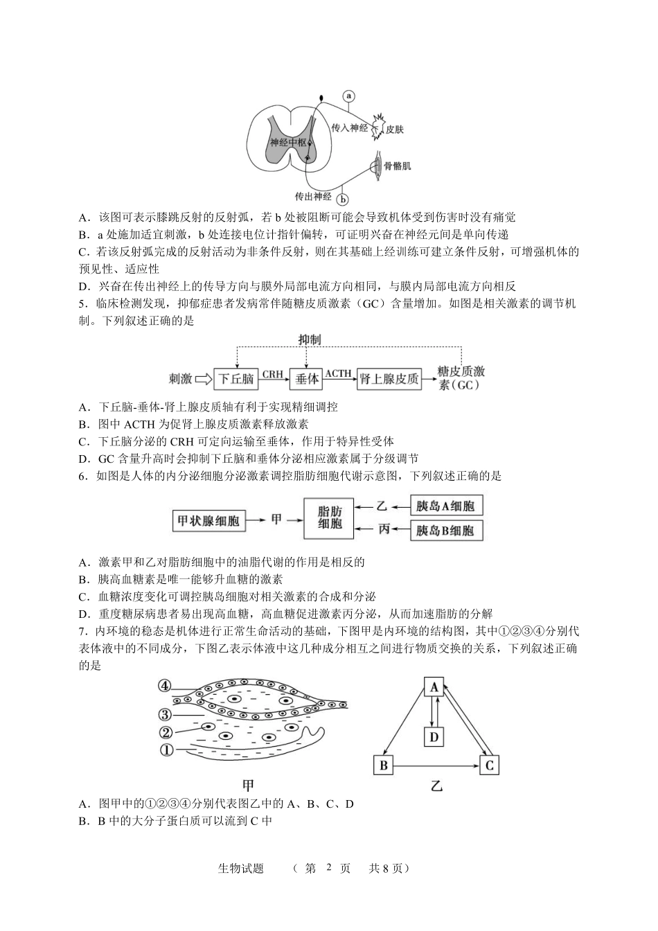 江苏省宿迁中学2025-2026学年高二上学期10月份调研测试生物试题.pdf_第2页