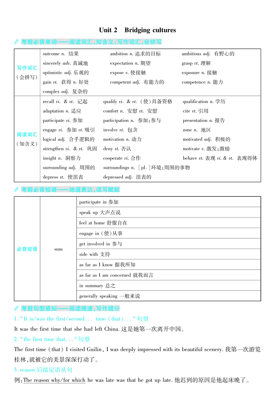 考前重点速记-英语选择性必修第二册RJ-金考卷单元双测卷-78228.pdf_第2页