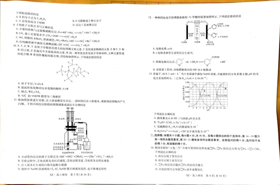 理科综合试卷【老高考卷】西藏自治区拉萨市2025届高三第二次联考（拉萨三模）（4.1-4.19）.pdf_第2页