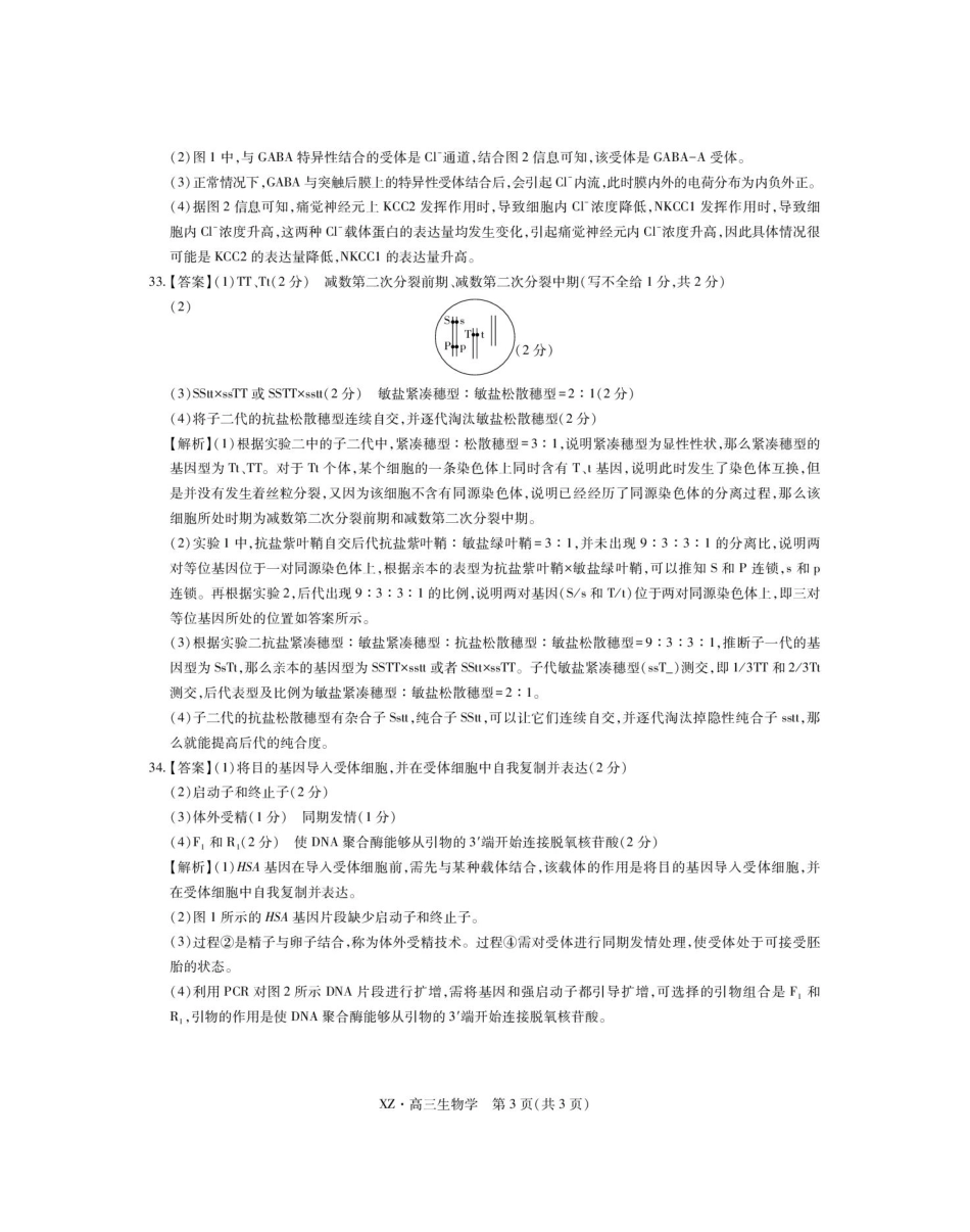 理科综合试卷生物试卷答案【老高考卷】西藏自治区拉萨市2025届高三第二次联考（拉萨三模）（4.1-4.19）.pdf_第3页