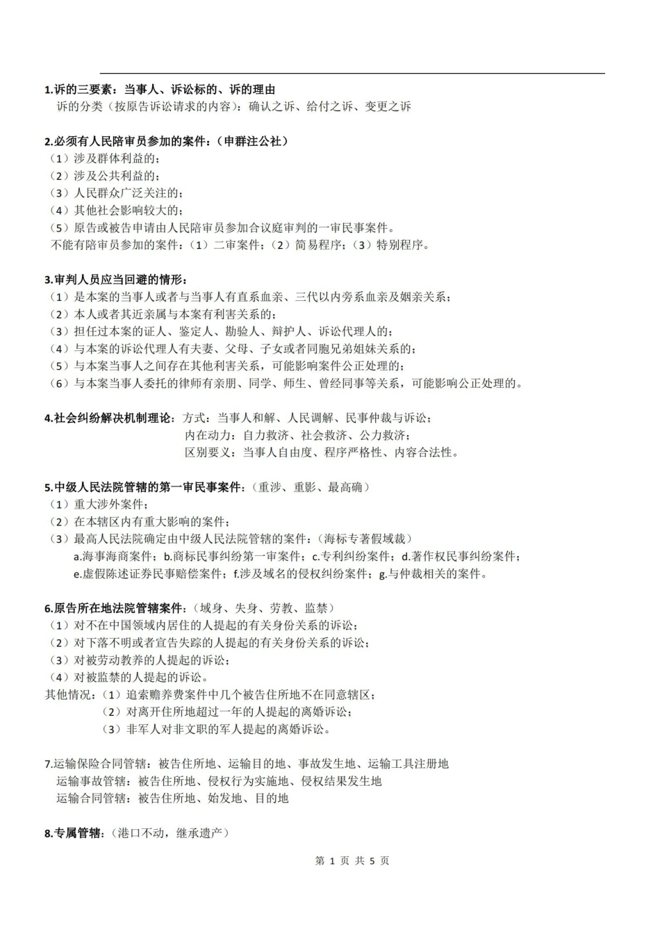 民事诉讼重点简答题及记忆口诀.pdf_第1页