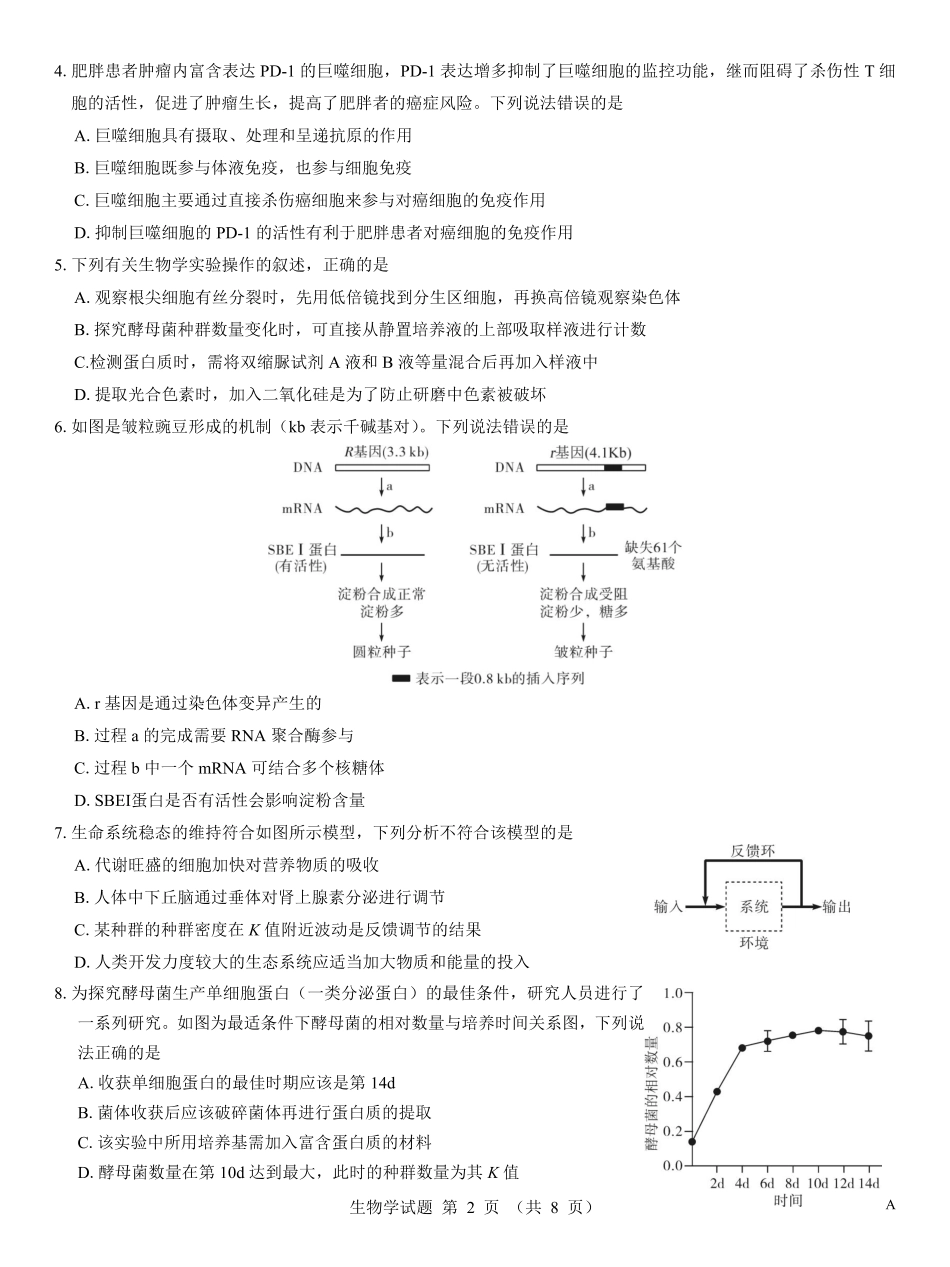名校教研联盟2026届高考仿真模拟卷(样卷)生物.pdf_第2页