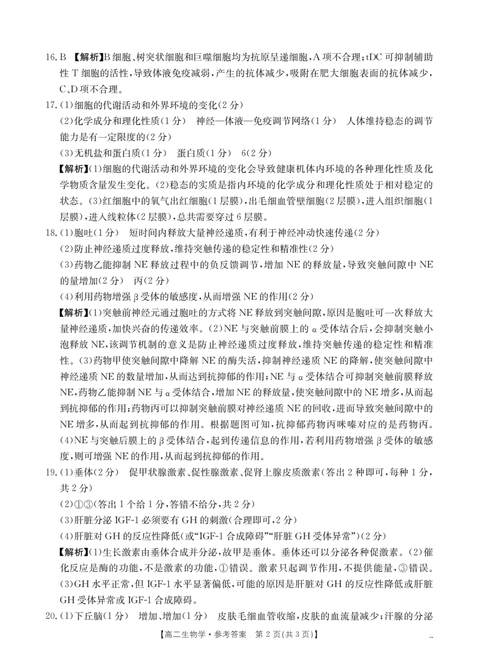 南阳地区2025年秋季高二年级上学期期中摸底考试卷(26-95B)生物答案.pdf_第2页