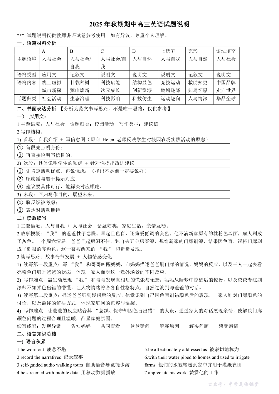 南阳市2025-2026学年高三上学期期中质量评估英语答案.pdf_第2页