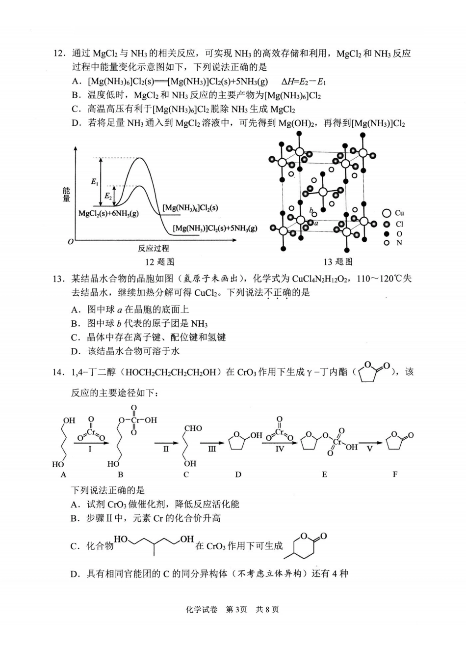 宁波市2025学年第一学期高考模拟考试化学.pdf_第3页